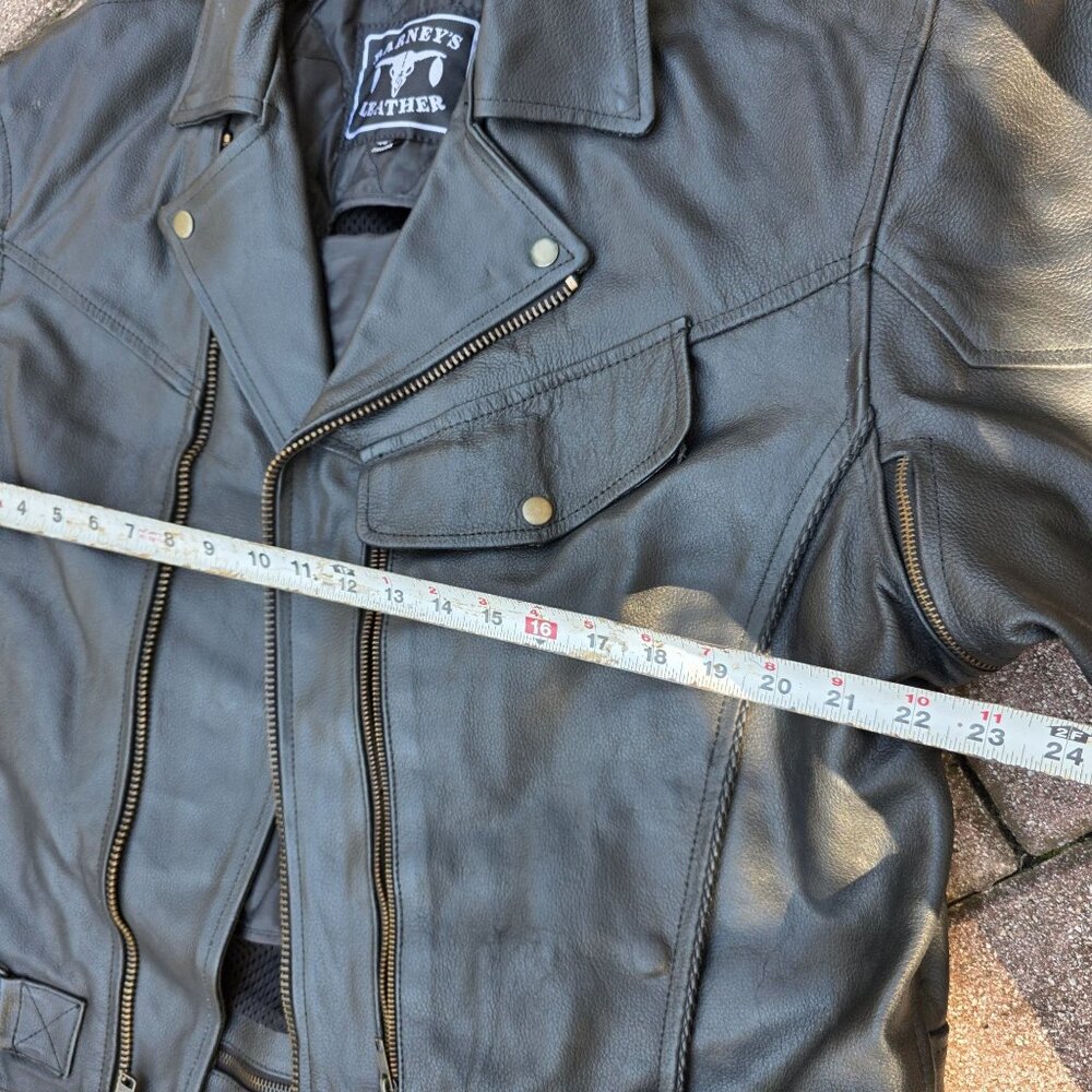 Vintage Motorcycle Jacket Barneys Leather Womens Sz 48 Black Thinsulate Zipped - Picture 4 of 12